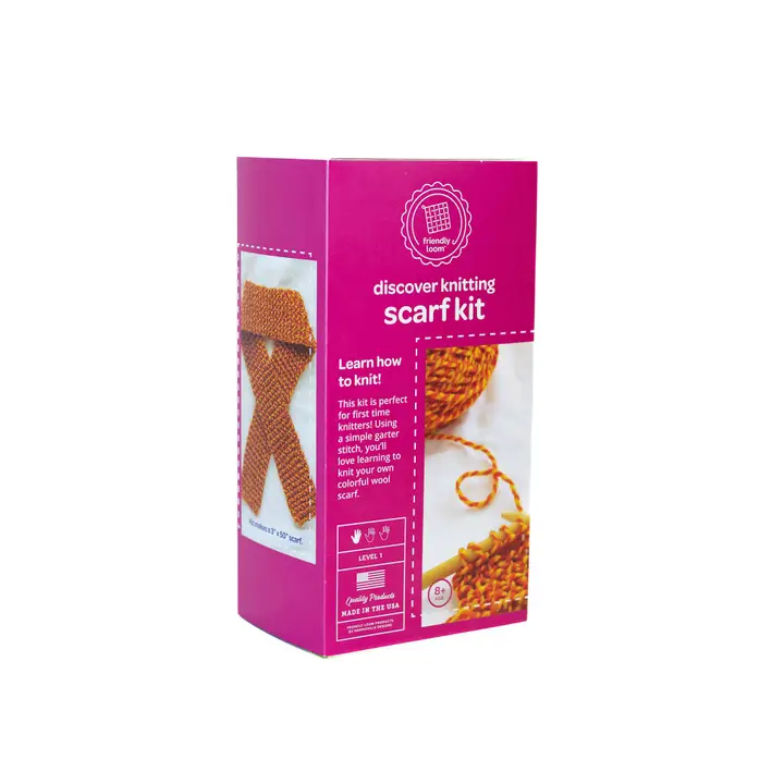 DISCOVER KNITTING SCARF KIT YELLOW/PUMPKIN