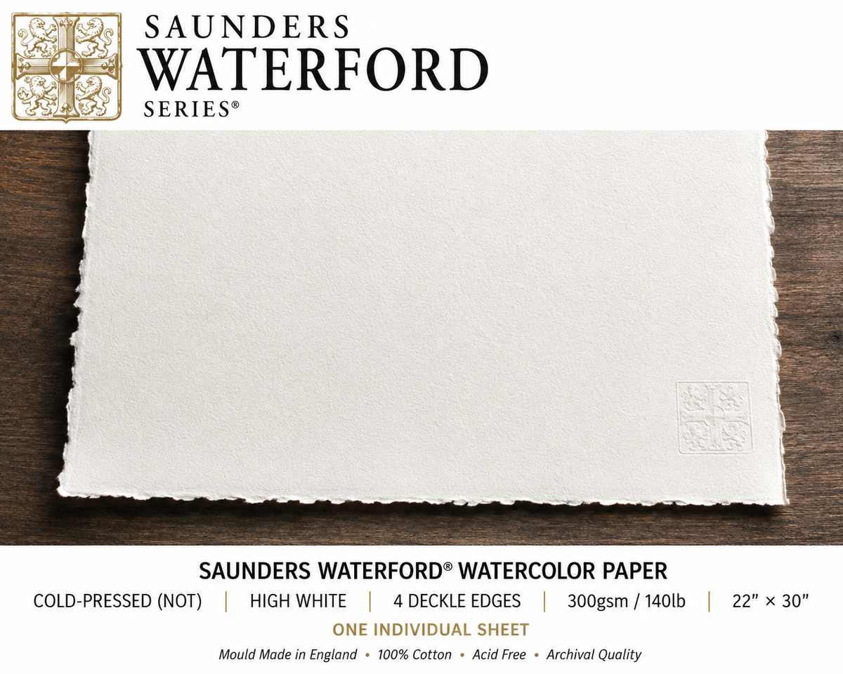 WATERFORD WATERCOLOR COLD-PRESSED HIGH WHITE 4-DECKLE 300g 22X30