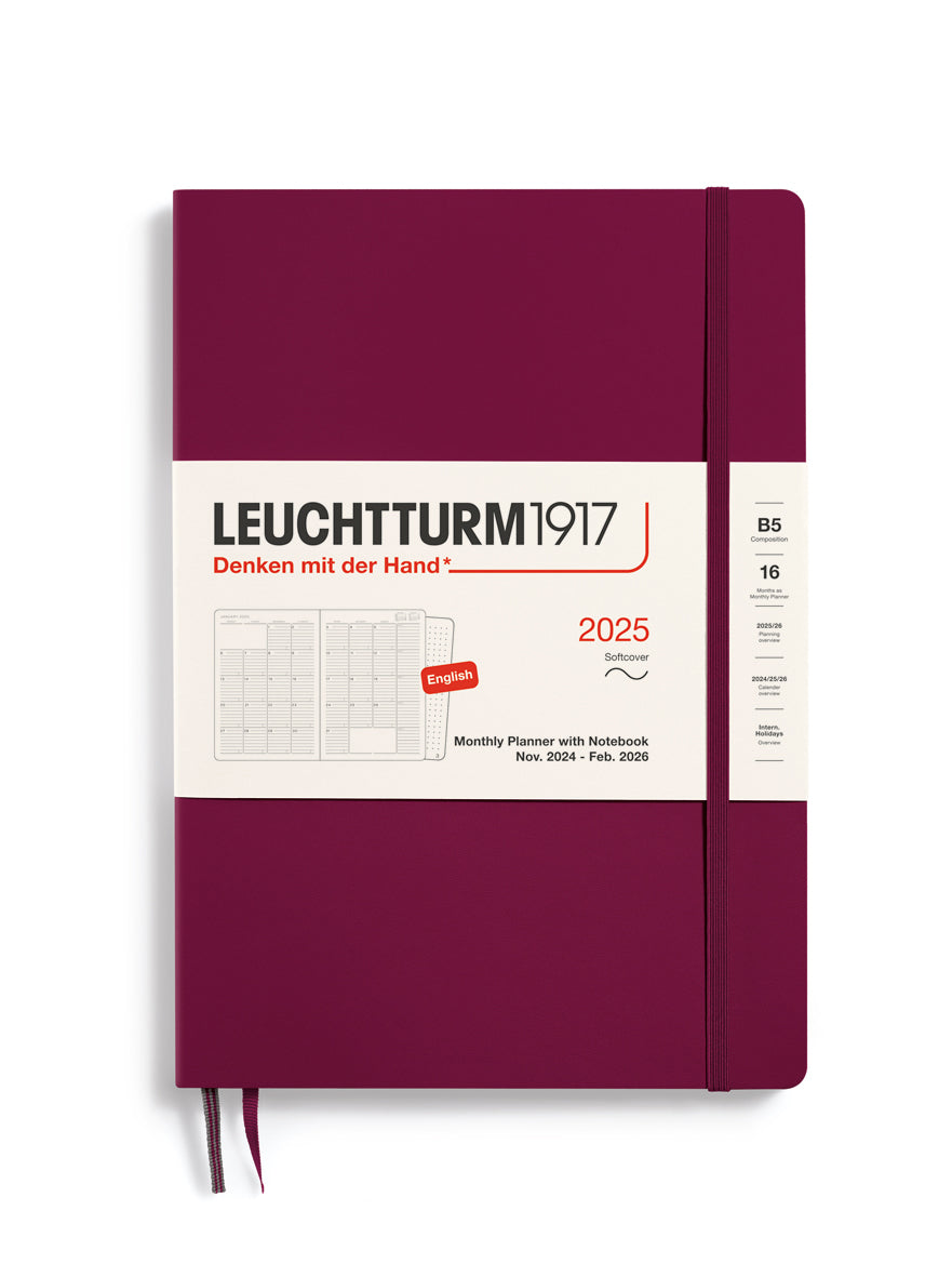 2025 MONTHLY PLANNER COMPOSITION  B5 PORT RED