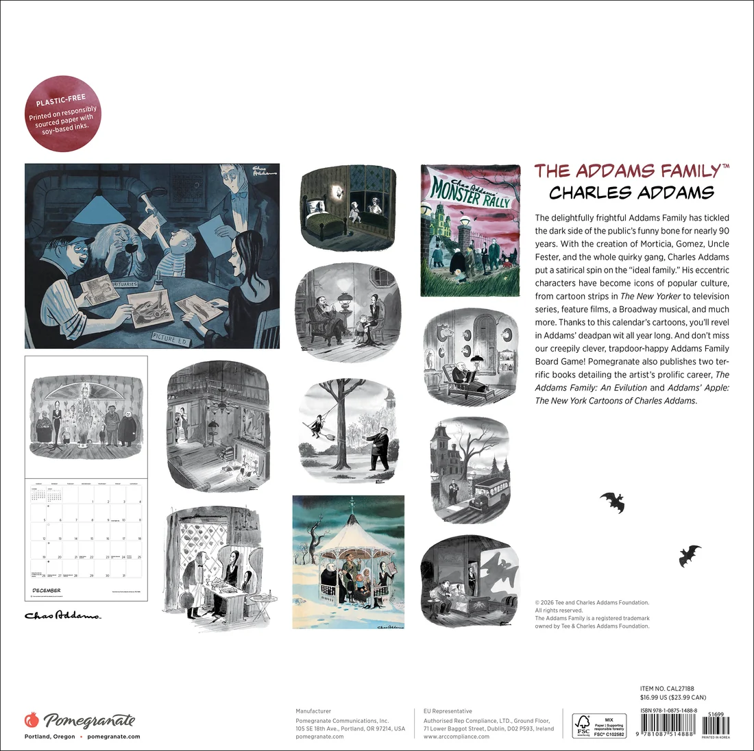 WALL CALENDAR 2027 - CHARLES ADDAMS THE ADDAMS FAMILY
