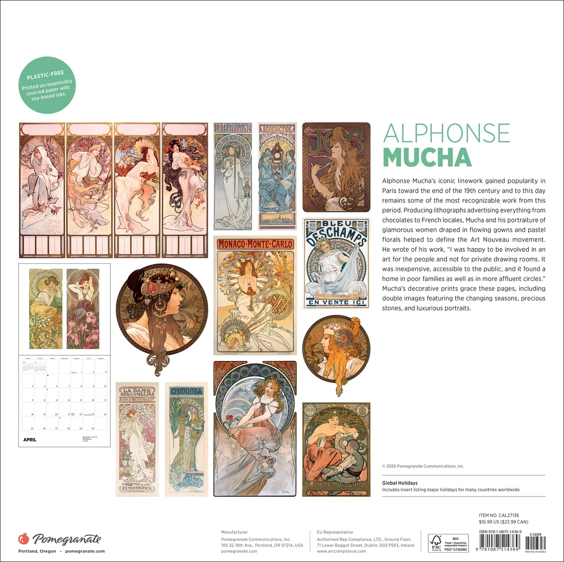 WALL CALENDAR 2027 -ALPHONSE MUCHA