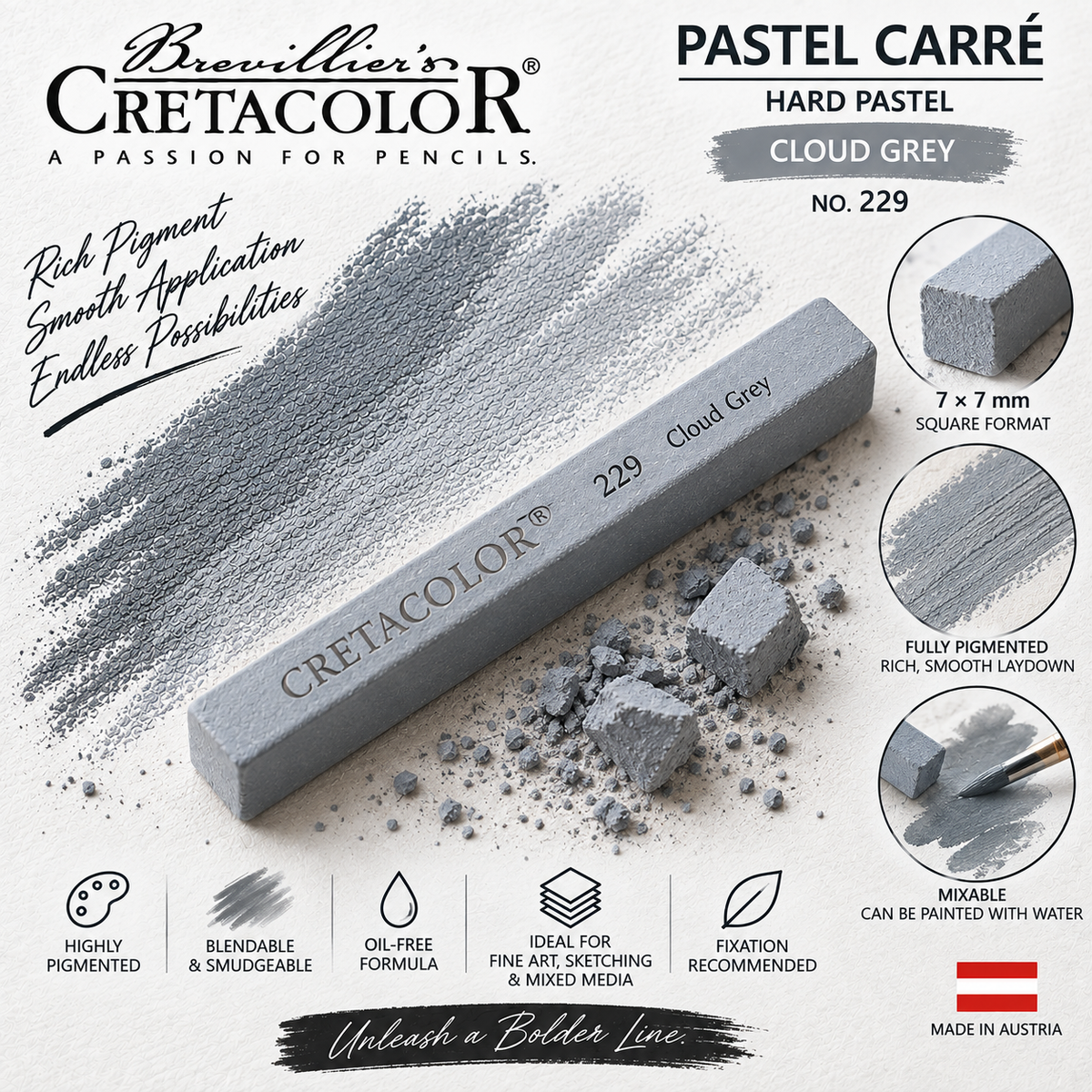 CRETACOLOR PASTEL CARRÉ CLOUD GREY