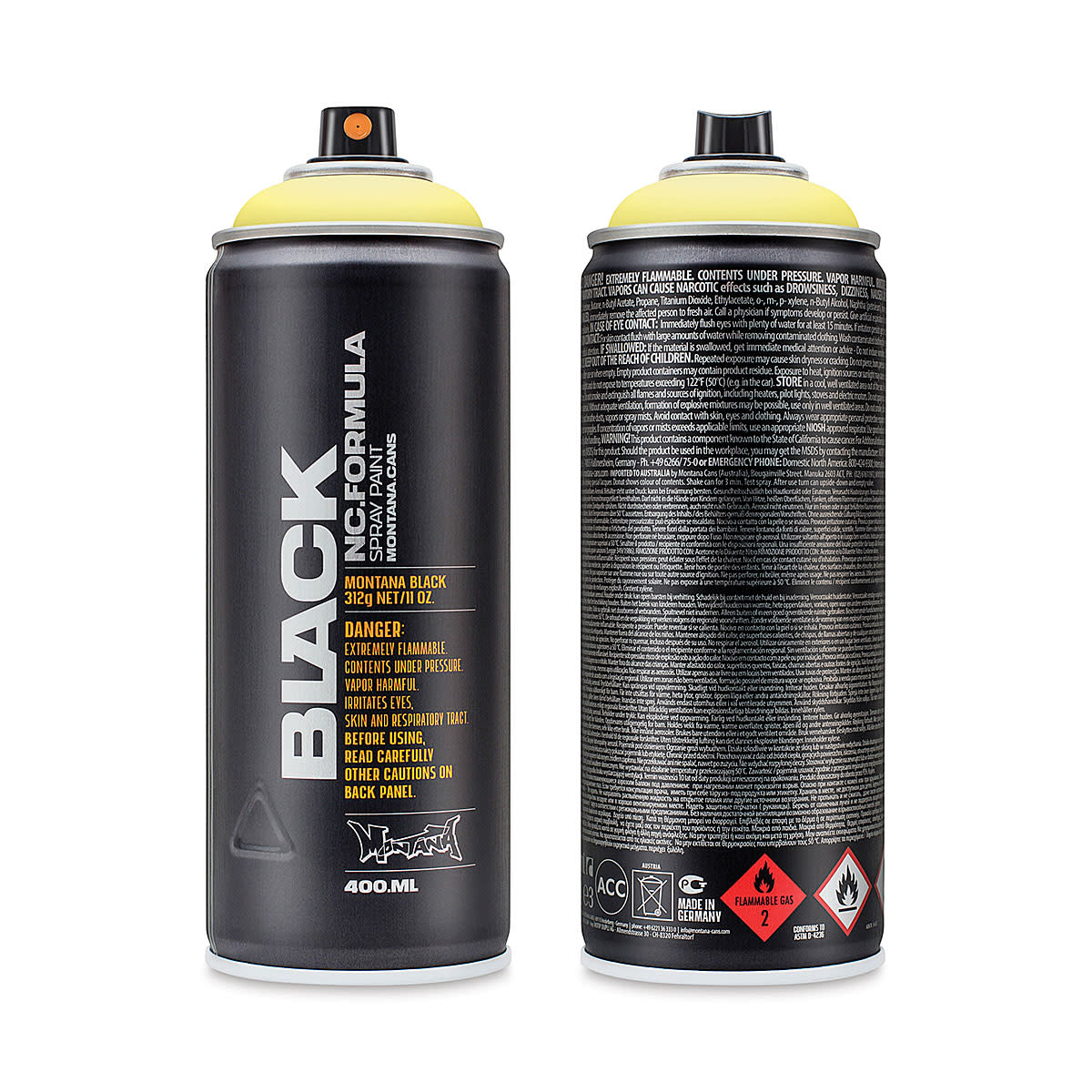MONTANA BLACK HIGH PRESSURE SPRAY PAINT 50% TRUE YELLOW