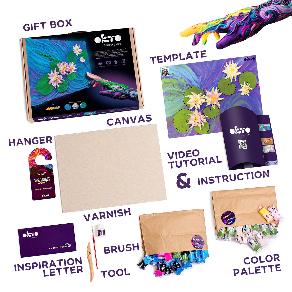 SENSORY ART 3D CLAY PAINTING KITS, WATER LILIES, CLAUDE MONET