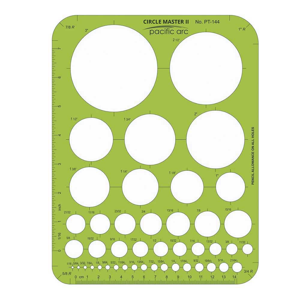 CIRCLE MASTER II TEMPLATE - 44 CIRCLES FROM 1/16&quot; TO 3&quot;