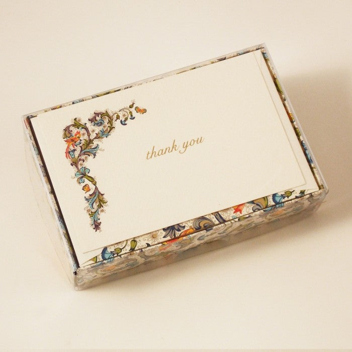 THANK YOU CARDS AND LINED ENVELOPES- FLORENTINE WITH BLUE  STYLE