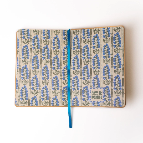 EMBROIDERED HARDBOUND NOTEBOOK- DELPHINIUM FLOWER