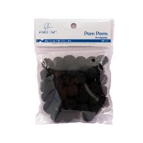 POM-POMS, 50PC APPROX 2CM , BLACK