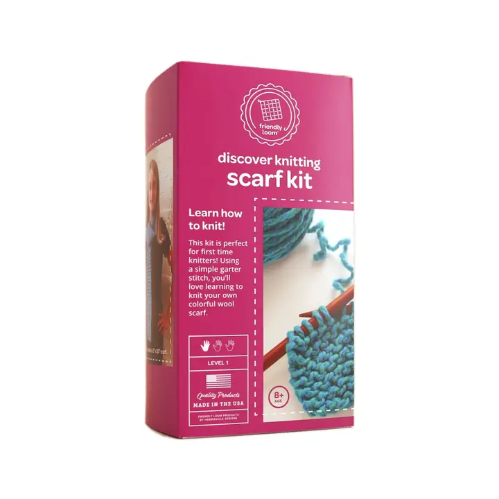 DISCOVER KNITTING SCARF KIT BLUE