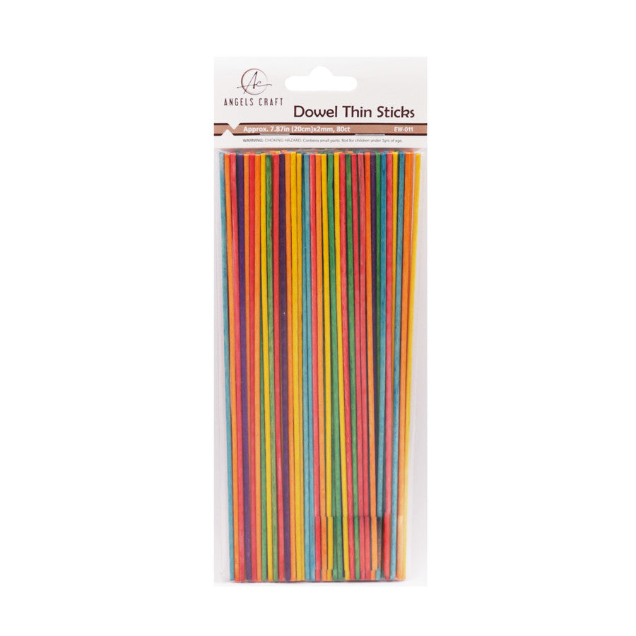 DOWEL STICKS, THIN - 80PC MULTI-COLORS