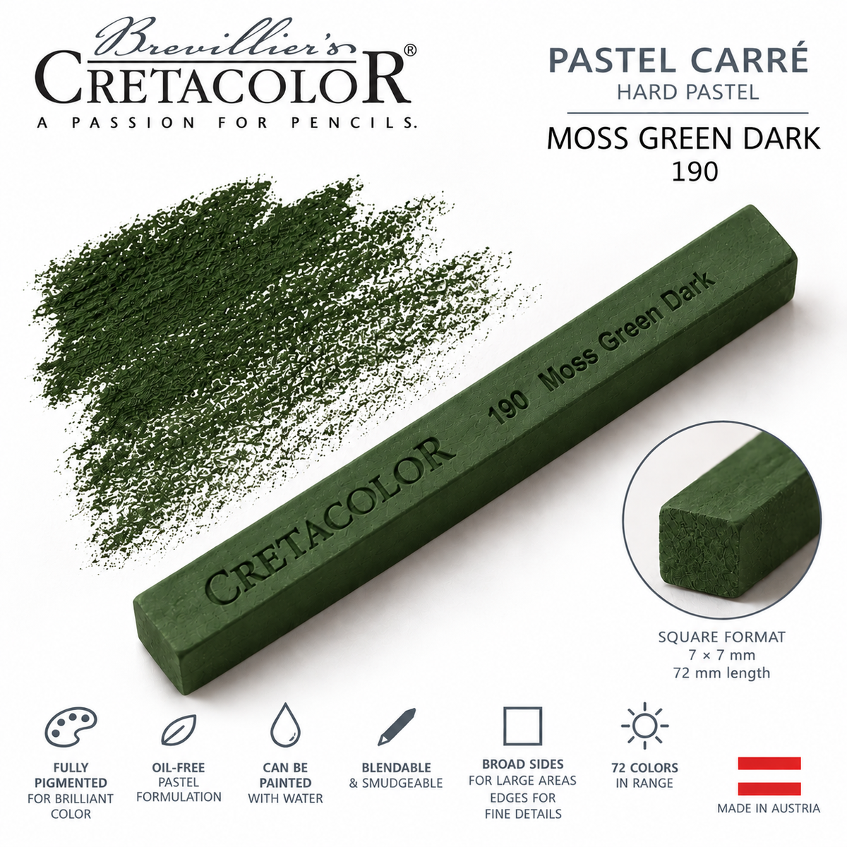 CRETACOLOR PASTEL CARRÉ MOSS GREEN DARK