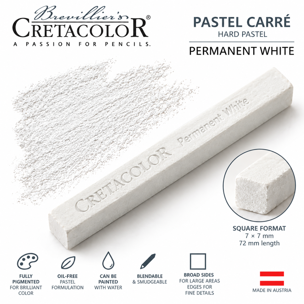CRETACOLOR PASTEL CARRÉ PERMANENT WHITE