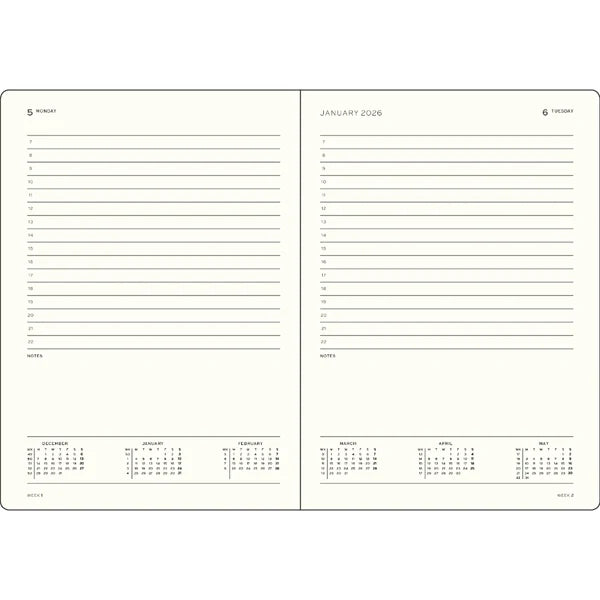 BLACK, DAILY PLANNER MEDIUM (A5) 2027, ENGLISH