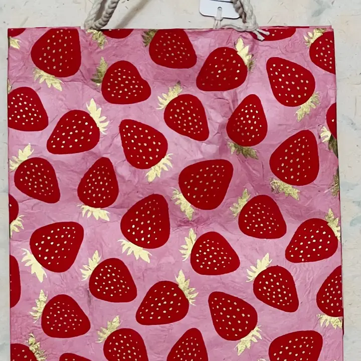 HANDMADE PAPER BAG MEDIUM  STRAWBERRY PINK