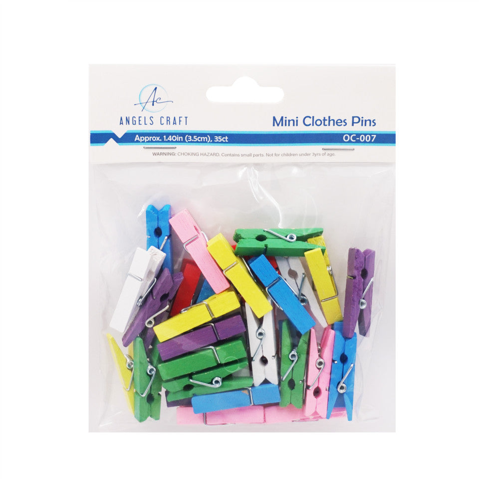 WOODEN CLOTHES PINS - MULTI COLORS 35PC