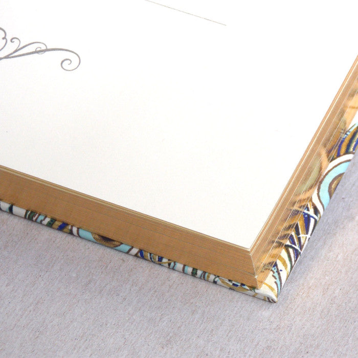 NOTEBOOK HARDCOVER GILT EDGES TRADITIONAL PEACOCK