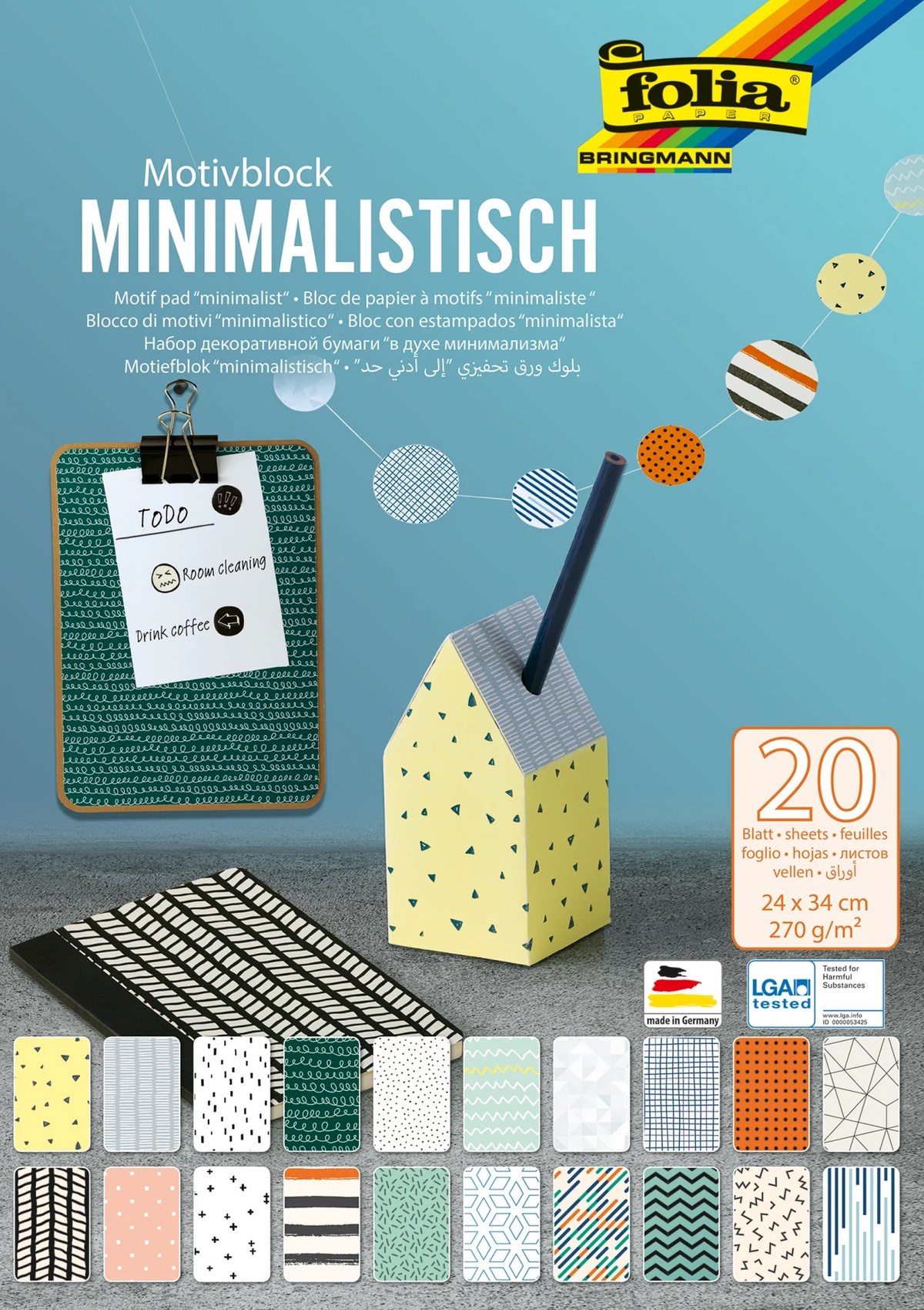 FOLIA DECORATIVE PAPER PAD MINIMALIST 9.4"X13.4"
