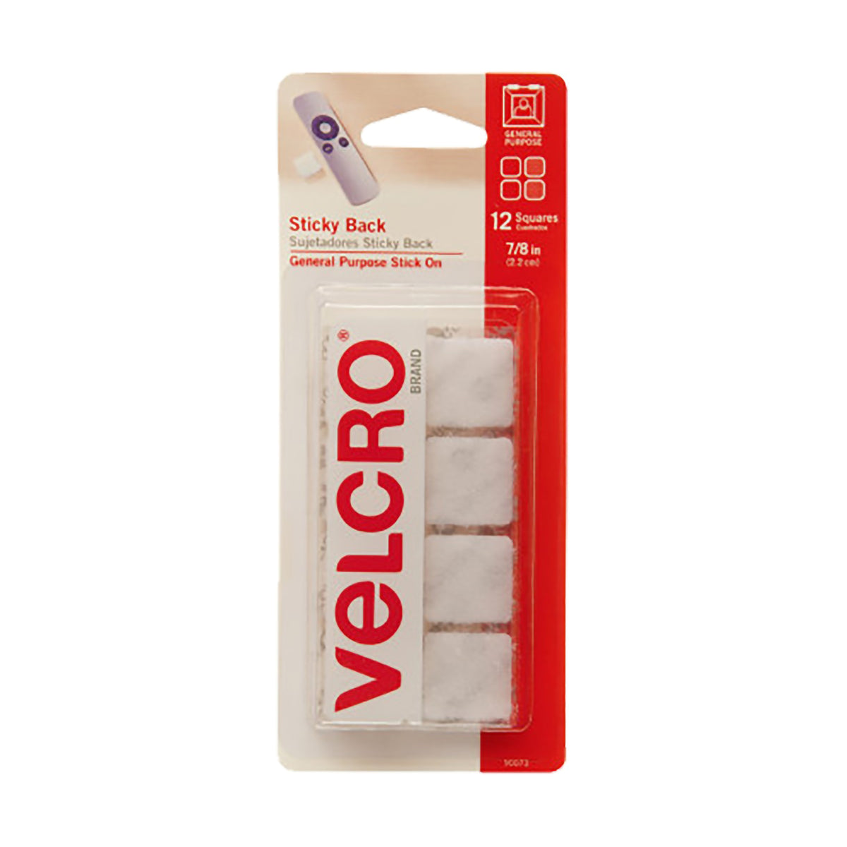 VELCRO SQUARE 7/8&quot; 12-PACK WHITE