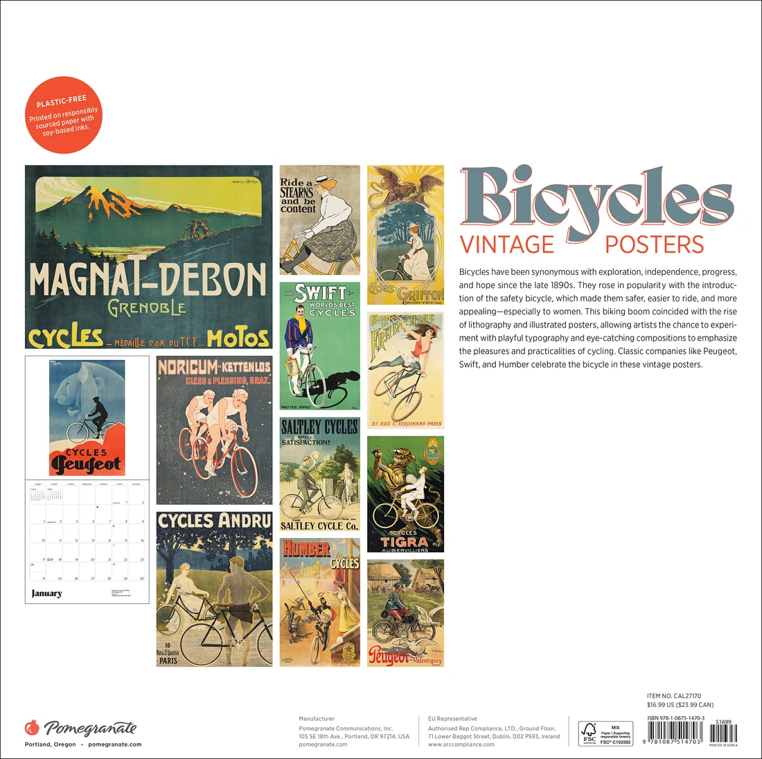 WALL CALENDAR 2027 - BICYCLES VINTAGE POSTERS