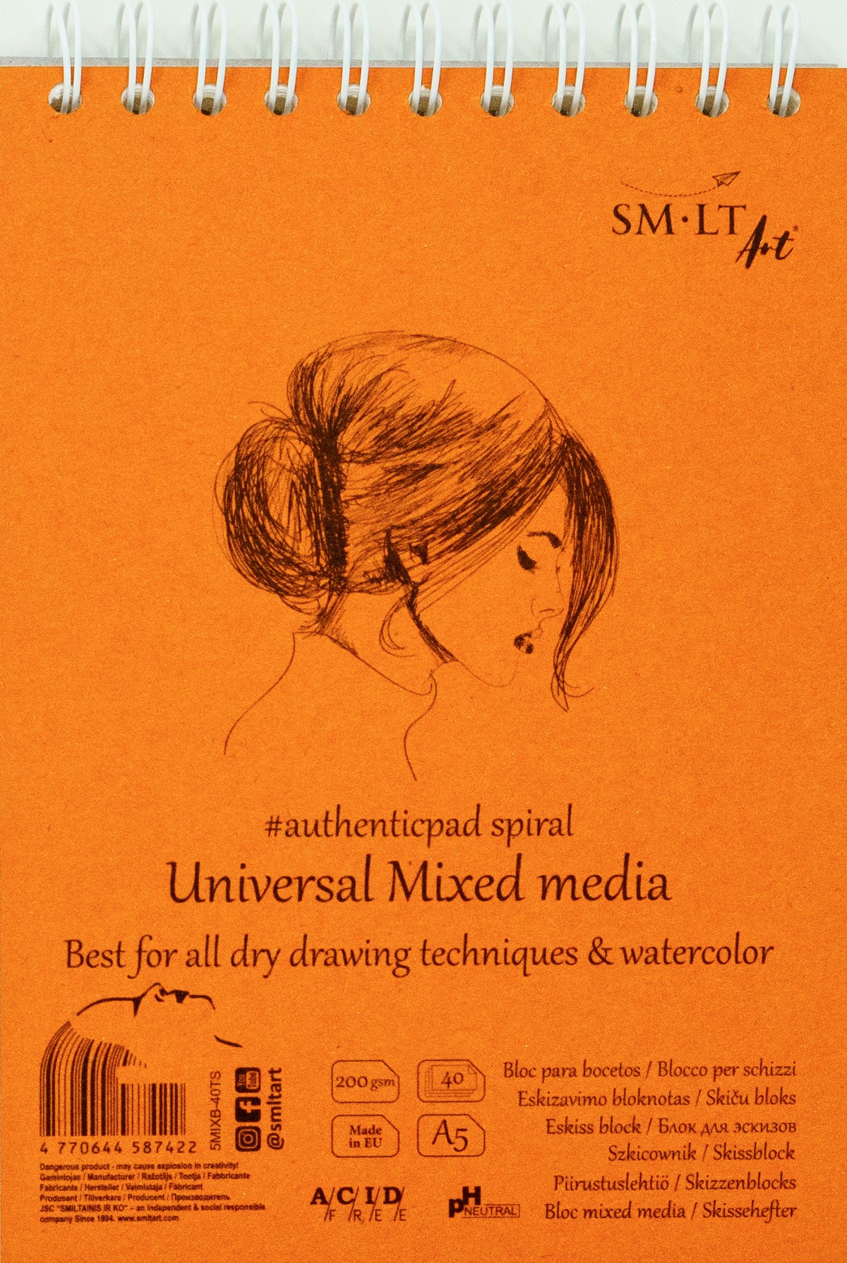 AUTHENTIC - SPIRAL PAD - UNIVERSAL MIXED MEDIA (A5)