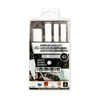ARCYLIC MARKERS WHITE VARIETY 4PK