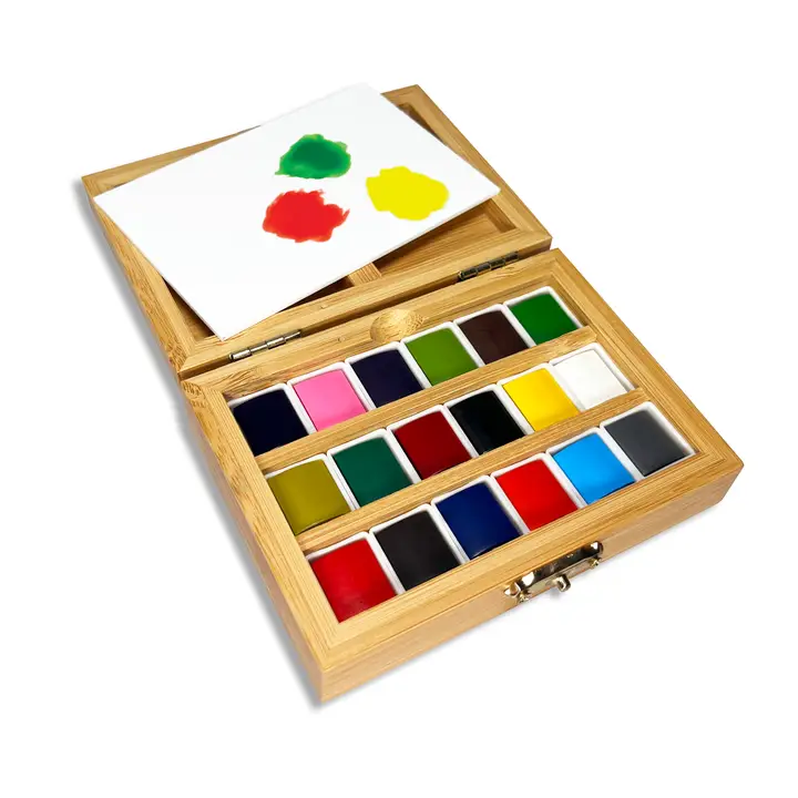 WATERCOLOR SET - BAMBOO BOX 18 SET
