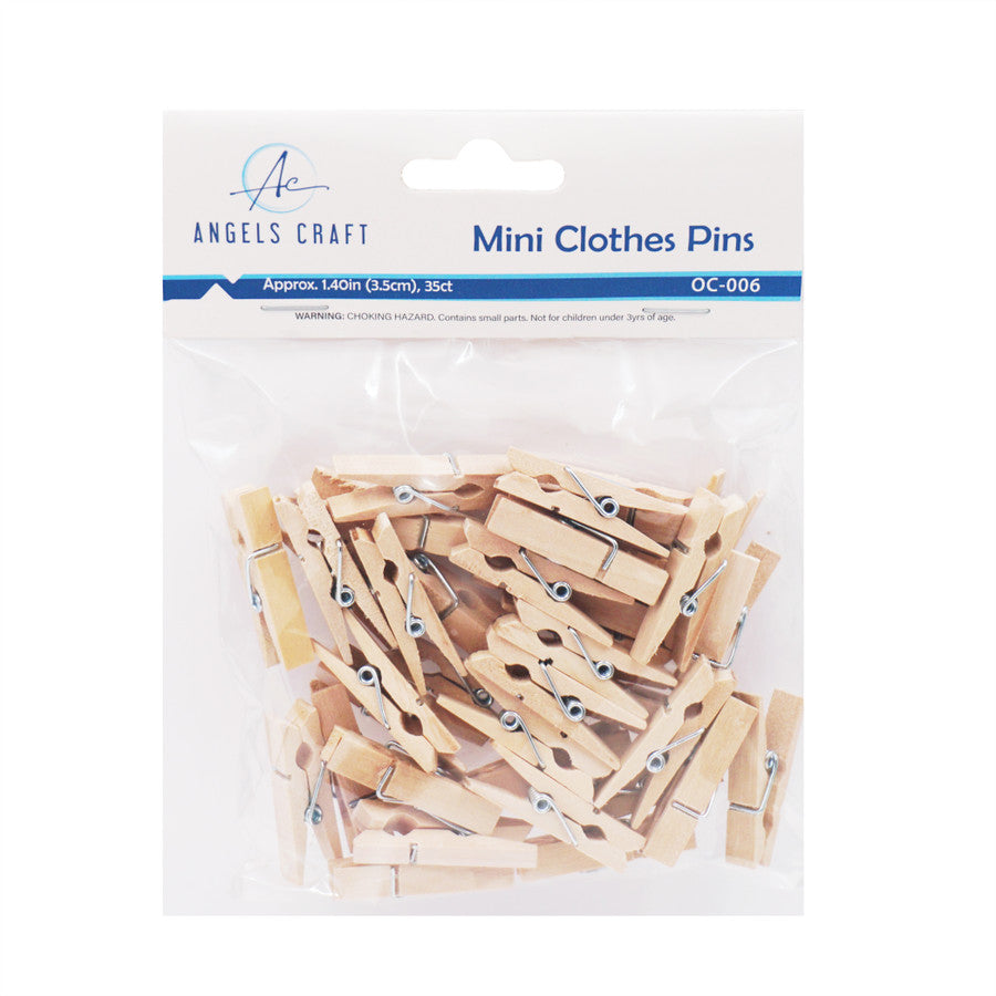 WOODEN CLOTHES PINS - NATURAL 35PC