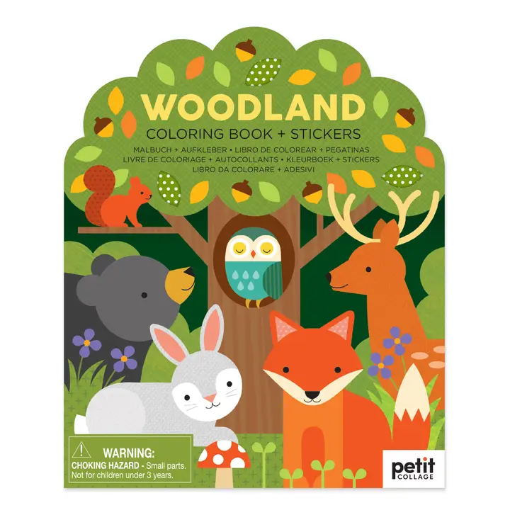 COLORING BOOK PLUS STICKERS - WOODLAND