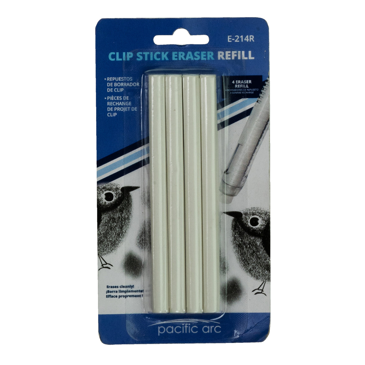 REFILLS FOR STICK ERASER  WHITE PLASTIC W/ TRANSPARENT BLACK HOLDER