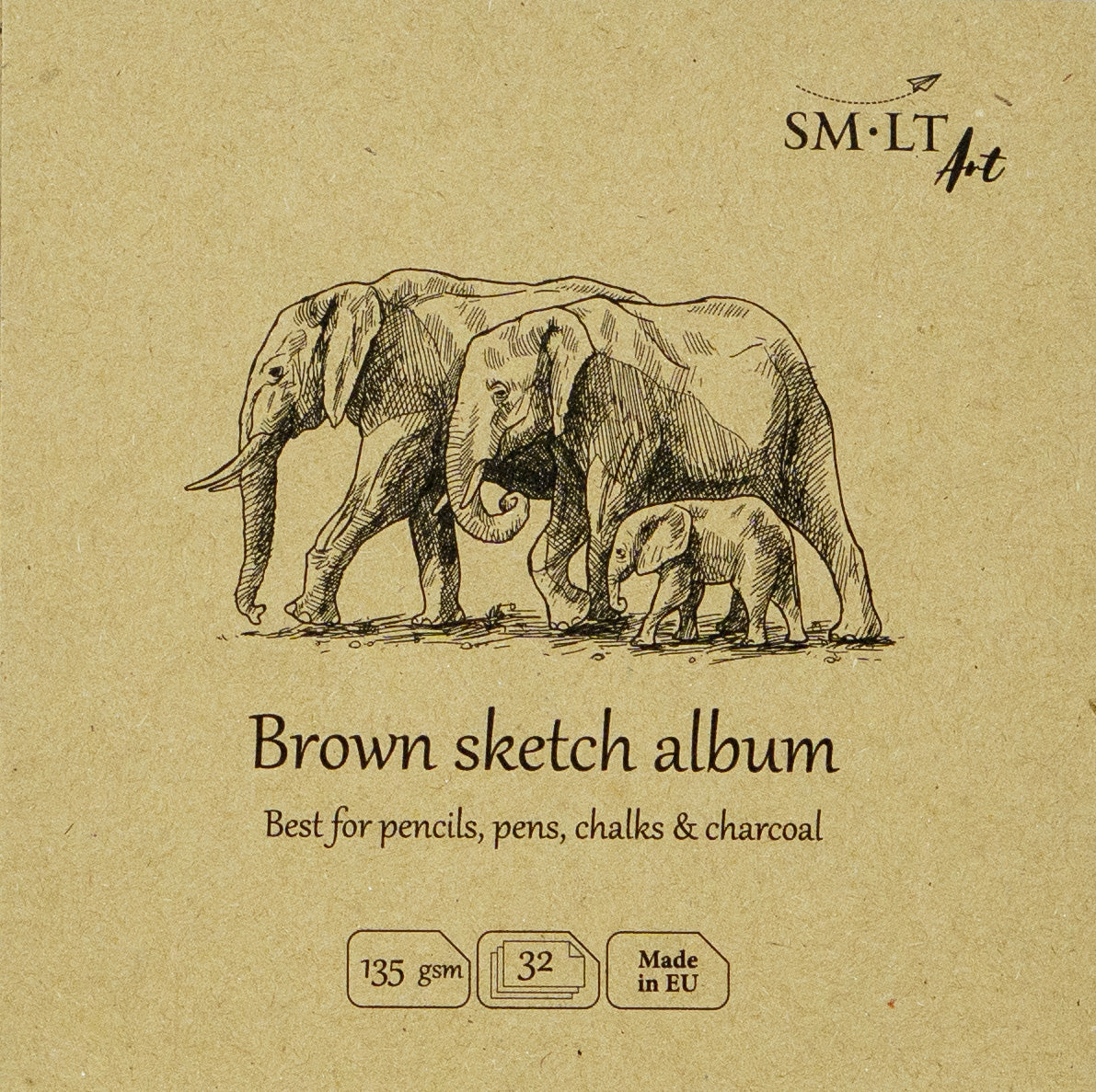 LAYFLAT DRAWING SKETCH ABLUM - AUTHENTIC BROWN 140MM X 140MM (SQUARE)