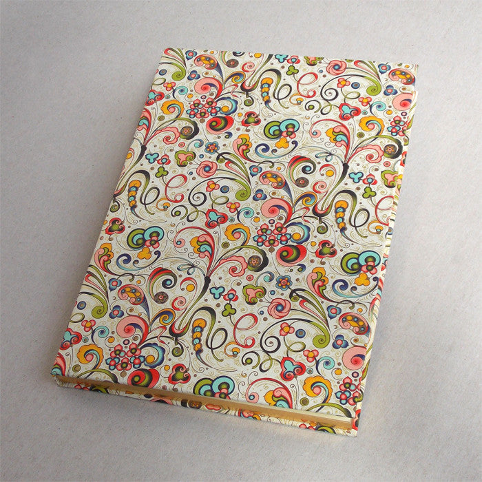 NOTEBOOK HARDCOVER GILT EDGES TRADITIONAL ART-NOUVEAU FLOWERS