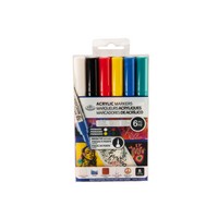 ACRYLIC MARKERS PRIMARY COLORS BRUSH TIP 6PK