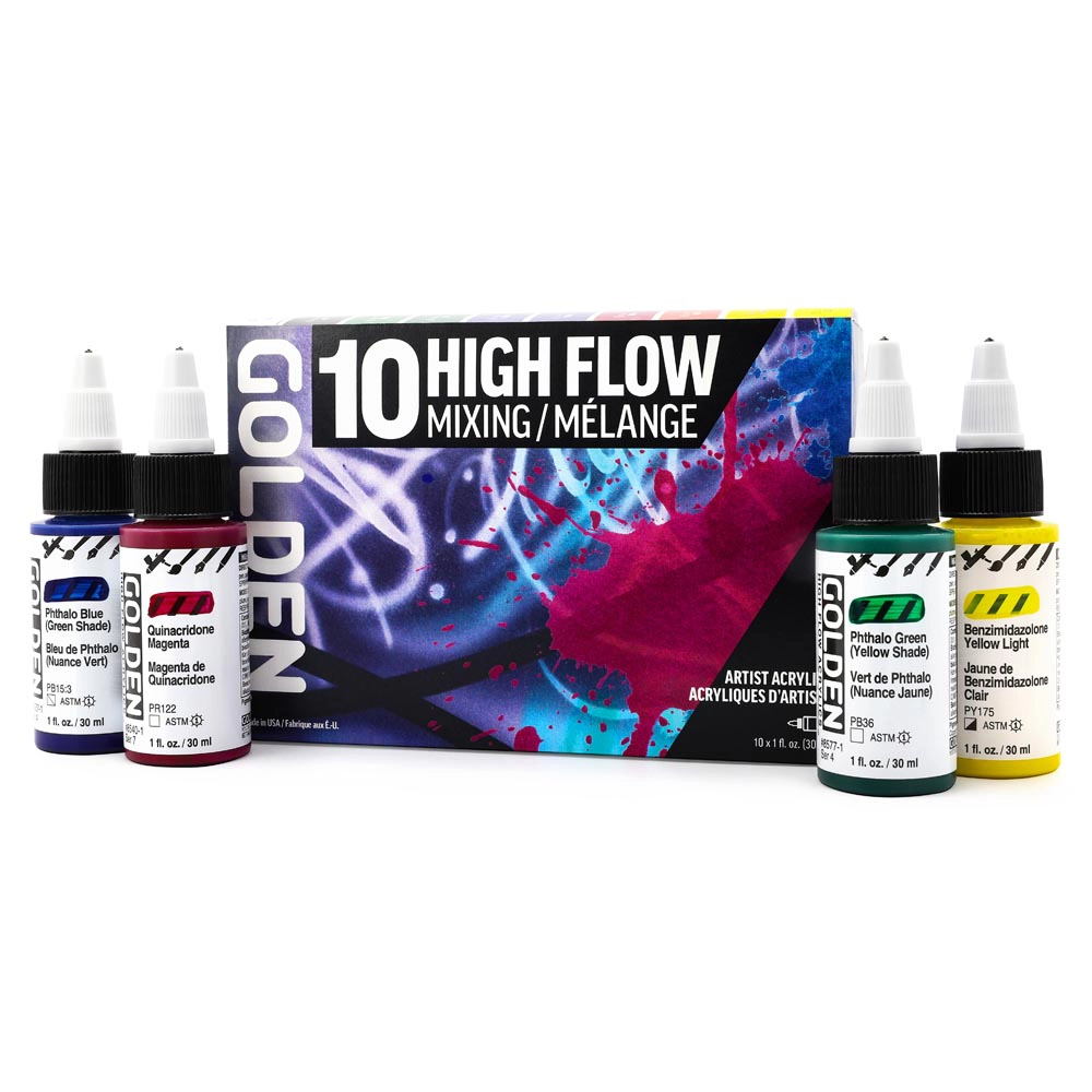 GOLDEN HIGH FLOW ACRYLIC 10-COLOR MIXING SET
