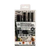 ARCYLIC MARKERS BLACK VARIETY 4PK
