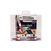 ACRYLIC MARKERS METALLIC COLORS DUAL BRUSH 12PK