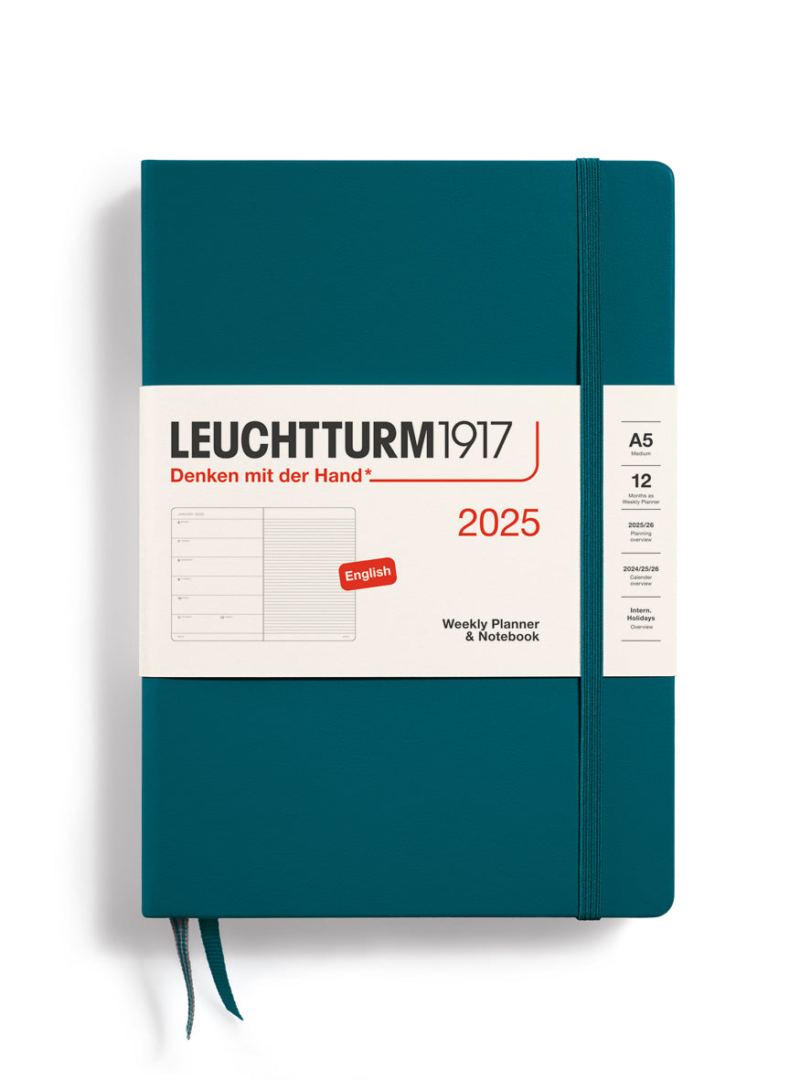 2025 WEEKLY PLANNER NOTEBOOK MEDIUM A5 PACIFIC GREEN