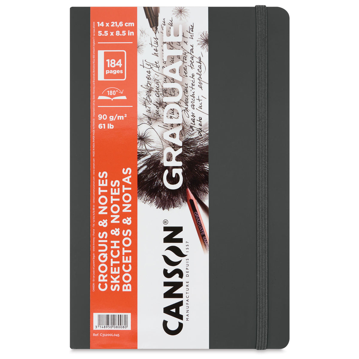 CANSON GRADUATE SOFT COVER SKETCH BOOK DARK GRAY