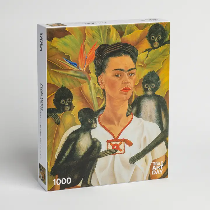 1000 PIECE PUZZLE  ART DAY - FRIDA KAHLO - SELF-PORTRAIT WITH MONKEYS