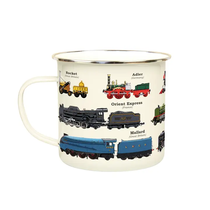 COFFEE MUG - TRAINS ENAMEL