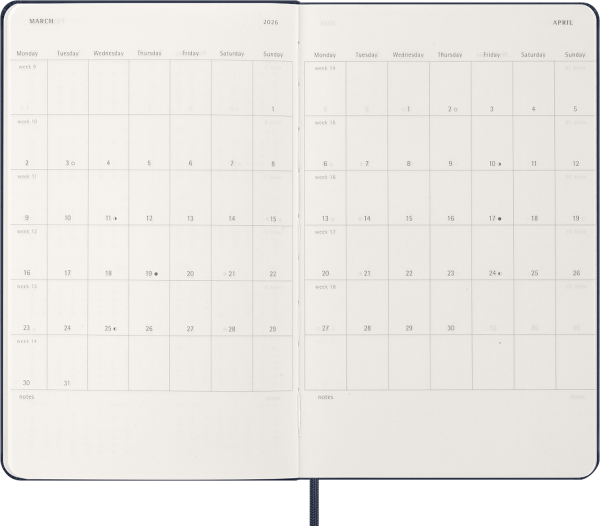 MOLESKINE CLASSIC 12 MONTH 2026 DAILY PLANNER, HARD COVER, LARGE (5" X 8.25"), SAPPHIRE