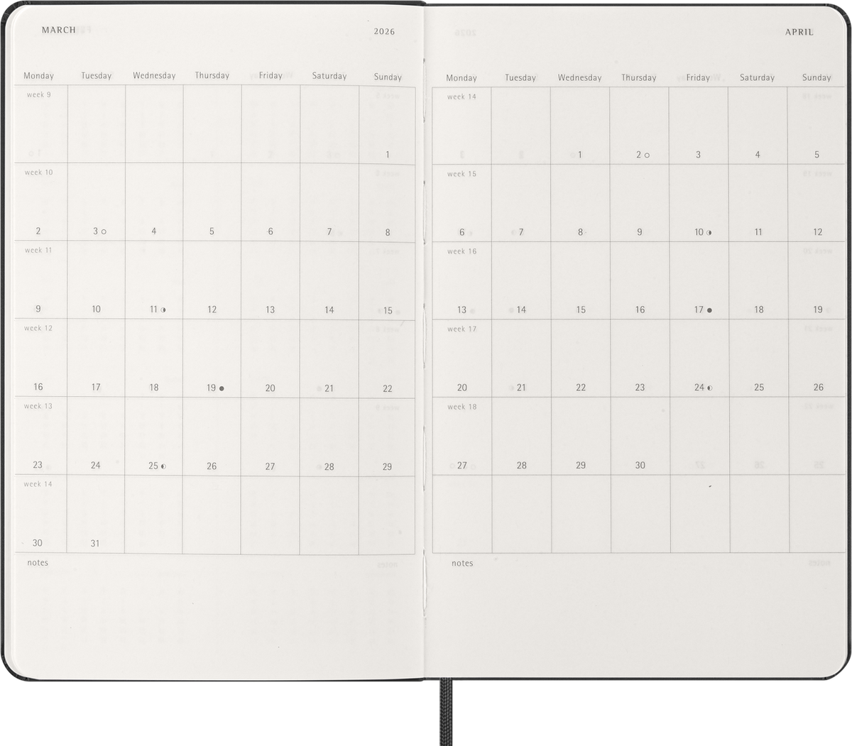 MOLESKINE CLASSIC 12 MONTH 2026 DAILY PLANNER, HARD COVER, POCKET (3.5" X 5.5"), BLACK,