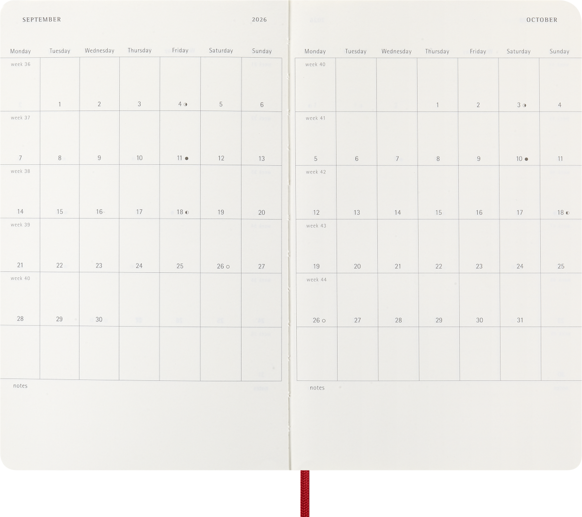 MOLESKINE CLASSIC 12 MONTH 2026 DAILY PLANNER, HARD COVER, LARGE (5" X 8.25"), SCARLET