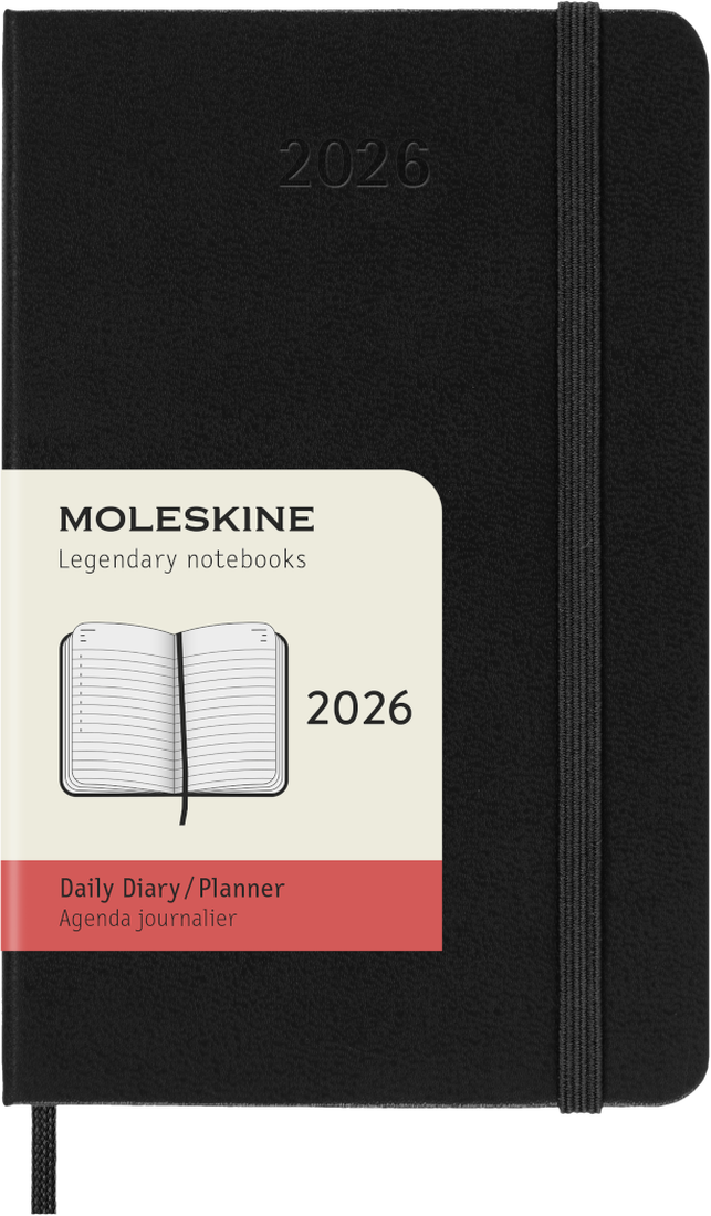 MOLESKINE CLASSIC 12 MONTH 2026 WEEKLY PLANNER, HARD COVER, POCKET (3.5" X 5.5"), BLACK