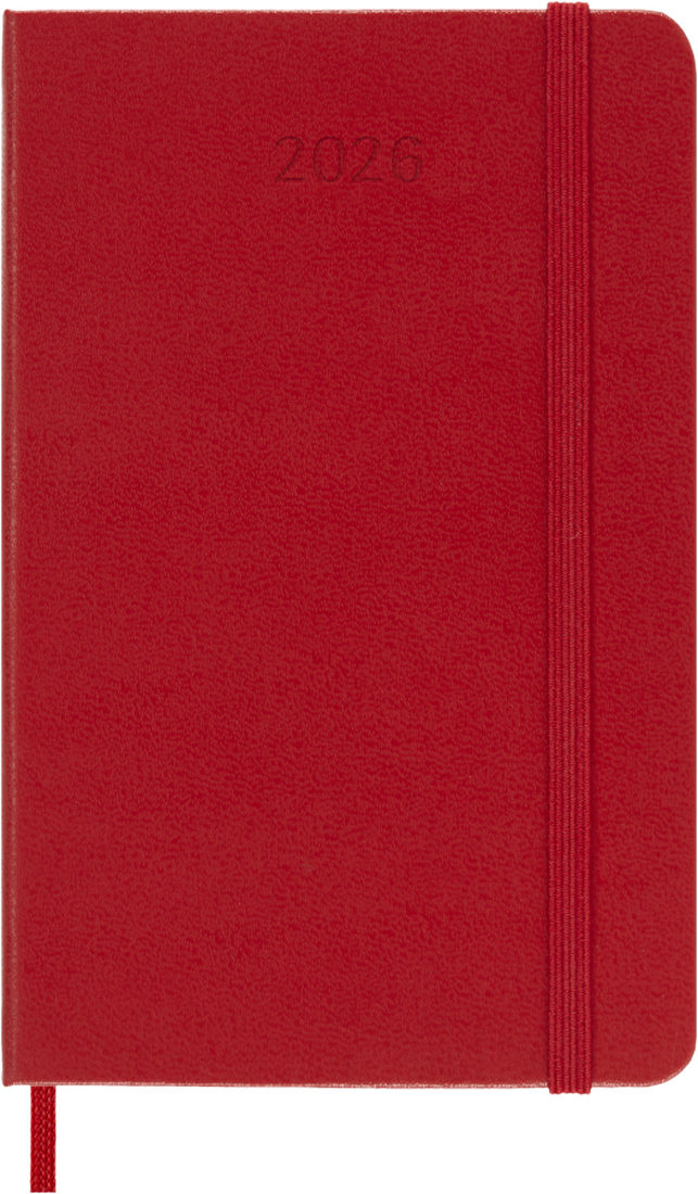 MOLESKINE CLASSIC 12 MONTH 2026 DAILY PLANNER, HARD COVER, POCKET (3.5" X 5.5"), SCARLET