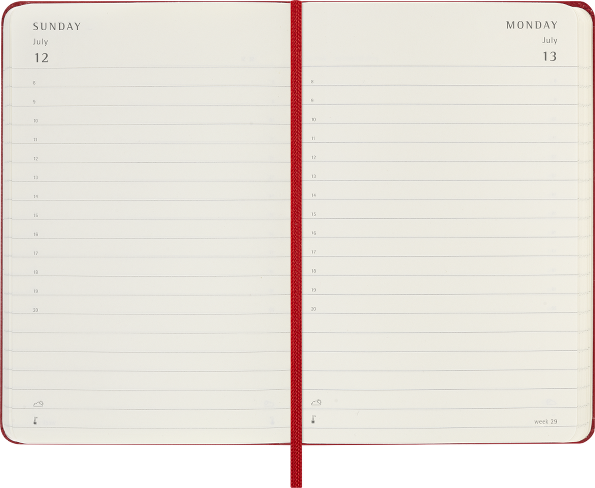 MOLESKINE CLASSIC 12 MONTH 2026 DAILY PLANNER, HARD COVER, POCKET (3.5" X 5.5"), SCARLET