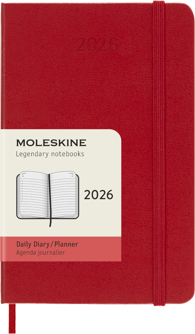 MOLESKINE CLASSIC 12 MONTH 2026 WEEKLY PLANNER, HARD COVER, LARGE (5" X 8.25"), SCARLET RED