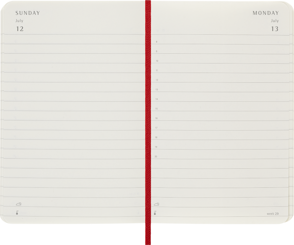MOLESKINE CLASSIC 12 MONTH 2026 WEEKLY PLANNER, SOFT COVER, POCKET (3.5" X 5.5"), SCARLET RED