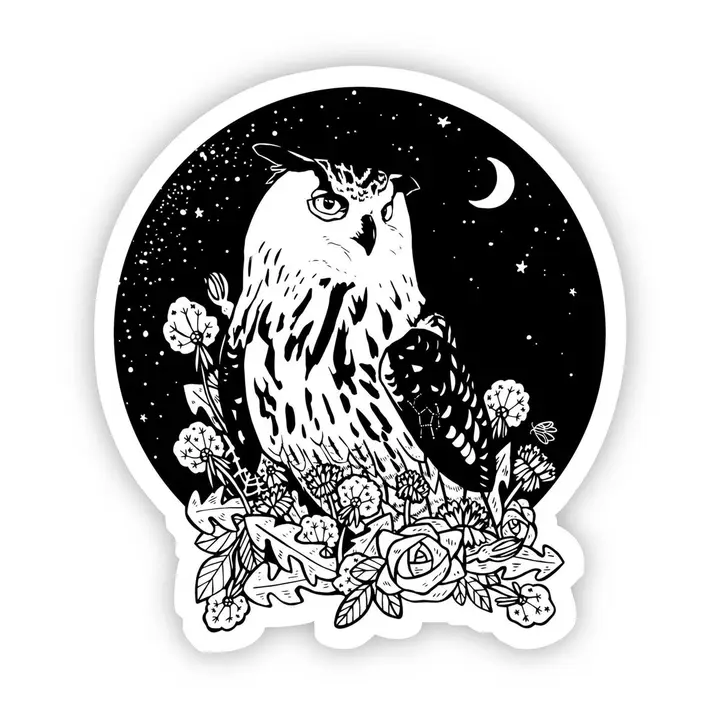 STICKER - OWL WITH NIGHT SKY