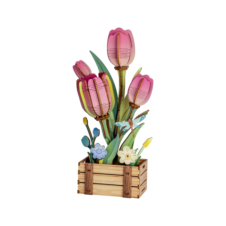 DIY WOODEN PUZZLE KIT - PINK TULIP BLOOM SET