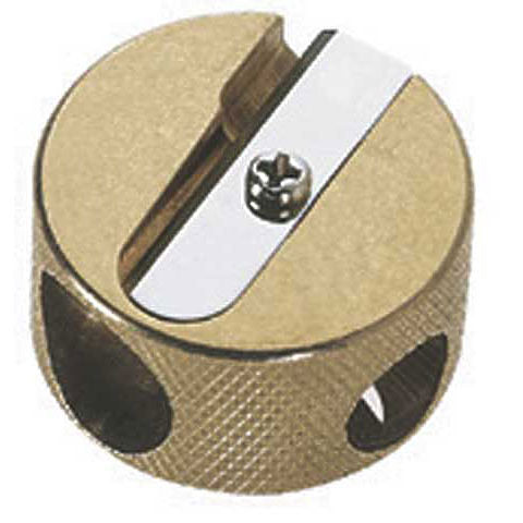 ROUND BRASS DOUBLE HOLE PENCIL SHARPENER